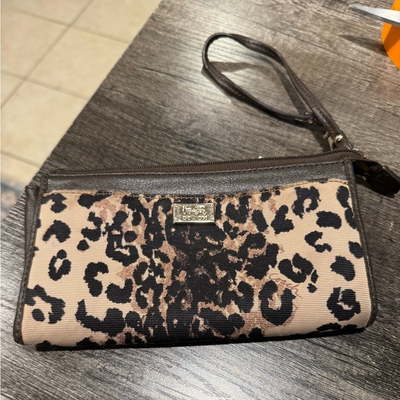 Coach Brown Leopard Print Wristlet - Picture 1 of 5
